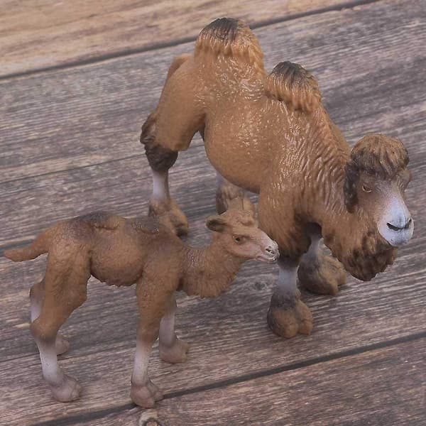 2 stk. miniature realistisk videnskabelig plastikdyr kamelmodel figur simulation kameldyr