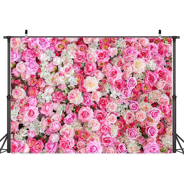 Rosa Rosor Blommor Fotobakgrund för Barn Dusch, Flickors Födelsedagsfest, Blommig Bröllop och Brud Dusch Studio Rekvisita