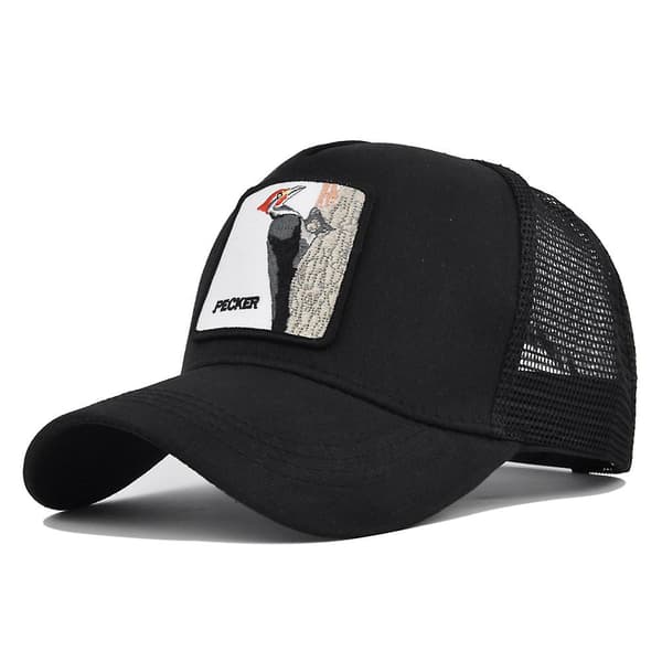 Pecker Broderad Baseballkeps Hackspett Patch Broderad Kepsmössa Mesh Kepsa Böjd Brätte Solskärm