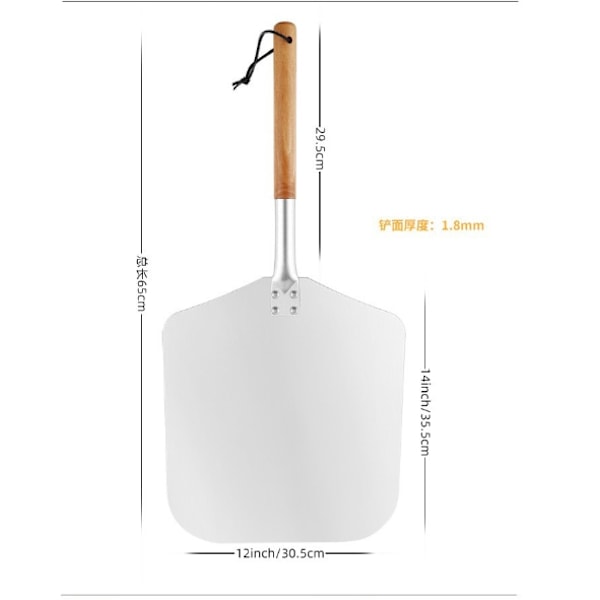 Pizzaspade - Professionell Autentisk Bakspatel - Högkvalitativ Pizzaspade - Aluminium och Trä Pizzaspade Mejsla Total längd ca 65cm