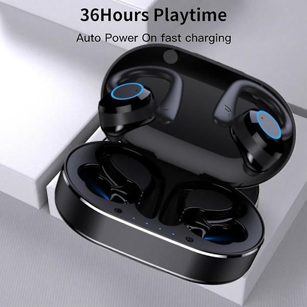 Urheilu Langattomat Bluetooth-kuulokkeet Vedenpitävät Korvatulpat Bluetooth 5.1 Kuulokkeet Mikrofonilla Kosketusohjaus 9d Hifi Kuulokkeet(musta)