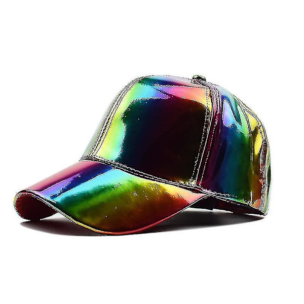 Blændende maling overflade baseball cap street scene performance hat pu and duck tunge spejl g-dragon caps (hvid)