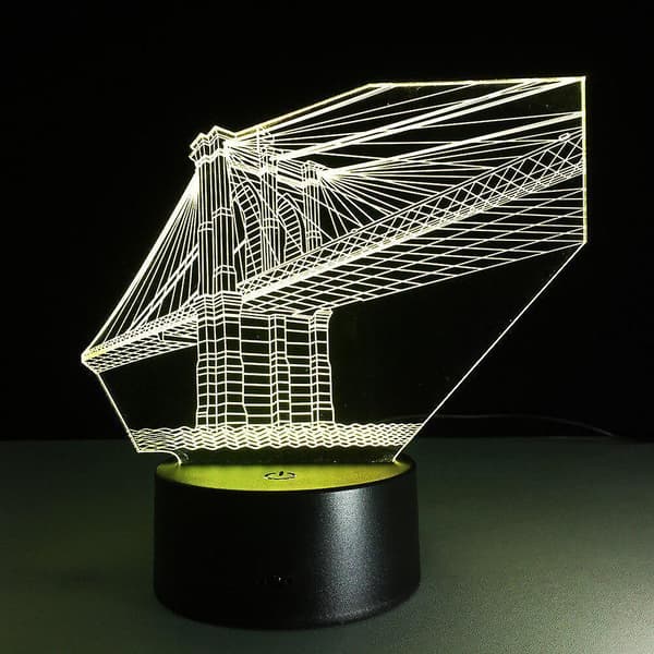 7 farger brolampe 3d visuell led nattlys for barn usb bord sovende nattlys sensorlampe