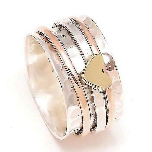Self Love Spinner Heart Ring Dam Sterling Silver Ring Fidget Stress Resistant