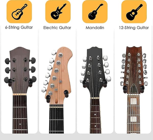 Gitarrhängare 2-pack, väggfäste för gitarr i massivt trä, roterbar gitarrhängare med skruvar, V-formad gitarrhängare krok hållare stativ för akustisk