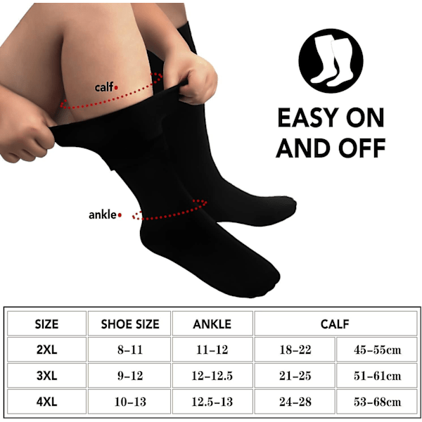 Plus Size kompresjonsstrømper for kvinner og menn med bred legg 20-30 mmHg Ekstra stor for sirkulasjonsstøtte Gjenoppretting-Dot (1 pakke)/3X-Stor