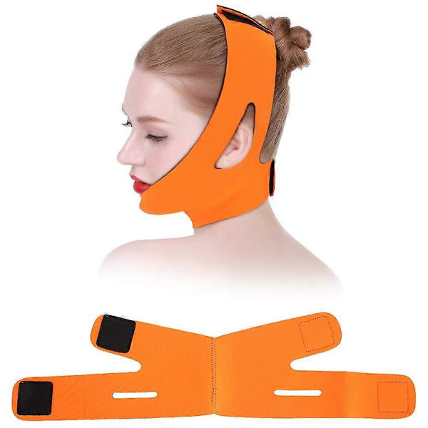 Ansiktsavsmältningsband, Intensiv ansiktslyftande dubbelhaksreducerande bandageband ansiktslyftande dubbelhakshudrem (Orange)