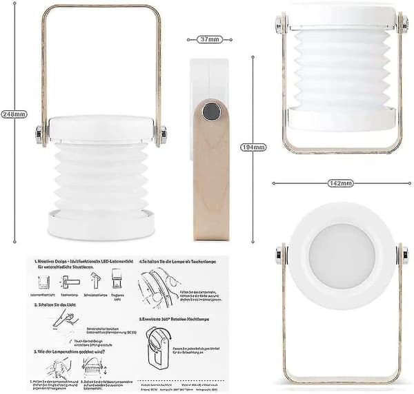 Usb Genopladelig Led Bordlampe, Touch Natlampe, 360 Belysning