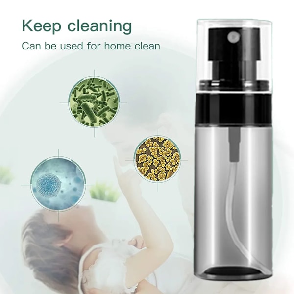 Sprayflaskor, Transparenta Tomma Fina Dimma Plast Mini Reseflaska Set Små Påfyllningsbara Vätskebehållare (Genomskinlig Svart, 80ml)