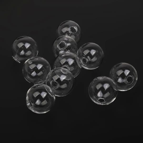 3xGlob Glasflaska Hänge Berlock 10mm Kula 3mm Öppning 10ST Klar