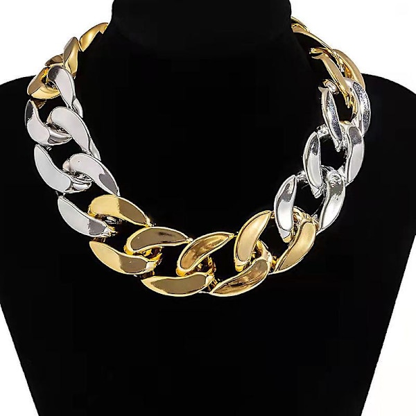 Dww-Sæt med 4 overdrevne store kædehalskæder til kvinder Statement Hip Hop snoede chunky tykke choker gotiske smykker