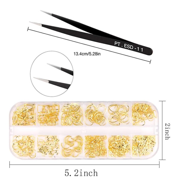3d Nail Art Metallnubbar Smycken Applikationer Dekoration Tillbehör 800+ Golden Nails Miniatyr Kaviar