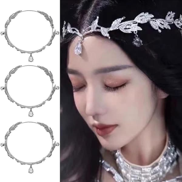 Bryllup Brud Pannebånd Tiara Hodebånd Krystall Blad Hårbånd Fe Smykker Krone