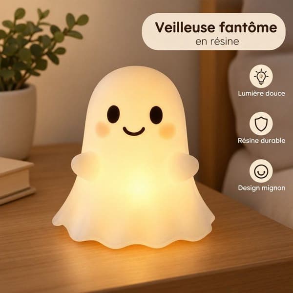 Spøkelsesnattlys - søt og leken harpiks - Halloween-dekorasjon