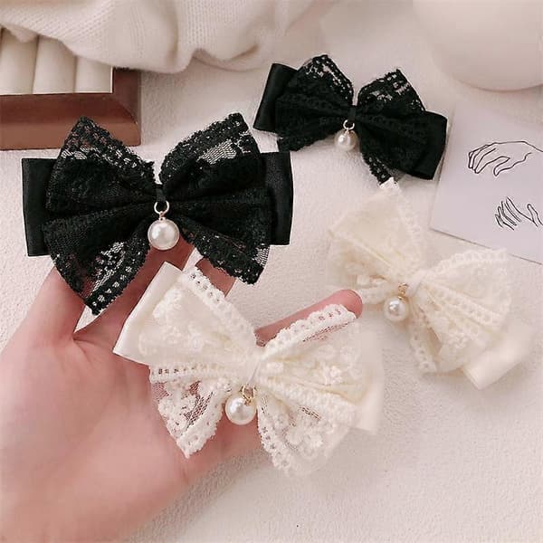Blonder Scrunchie Sløyfe Hårstrikk Elastisk Hårtau Tilbehør Mesh Robust Black