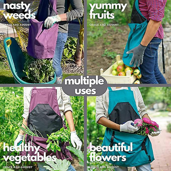 Dww-Harvest Apron (Sininen), Canvas-kassi hedelmien poimintaan - Säädettävä ja suurikapasiteettinen Harvest Apron pohja-aukolla