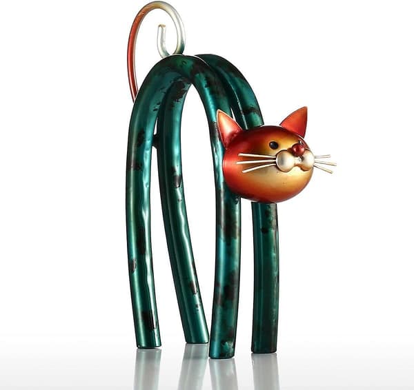 Metalskulptur Lille Kat Moderne Dekorativ Kat Usædvanlig Objekt Dekoration Deco Salon Design Interiør
