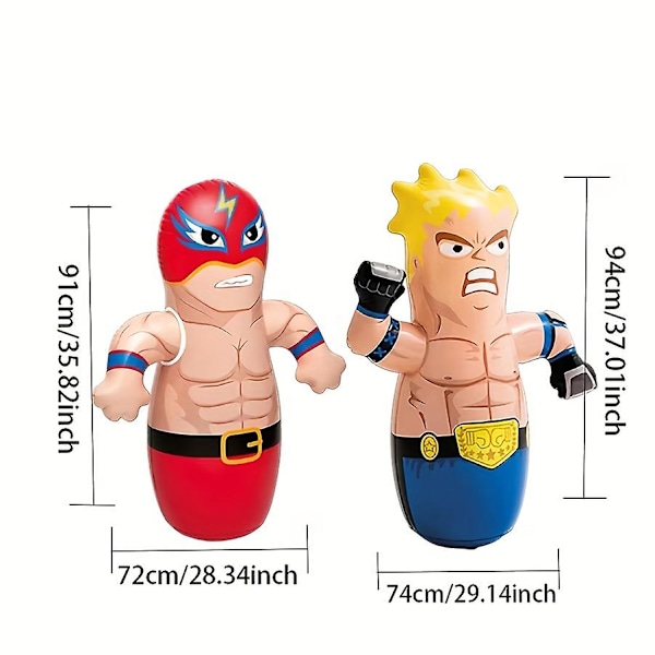 Bop Bag, Roly-poly Toy, Uppblåsbar Bouncer Leksak, Cartoon Play Boxning Dock Wrestler（Röd）
