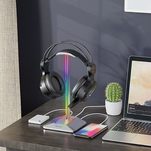 Hörlursstativ, Rgb Svart Hörlursställ Med 3 Portars Usb Hub Gamer Headset Stativ Med Bakgrundsbelyst Surroundljud
