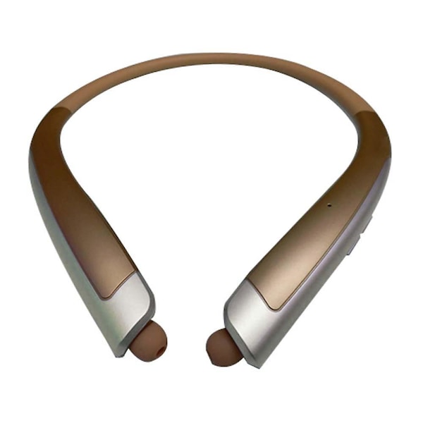 Neckband Wireless Sports Headset with Retractable Earbuds Stereo-gold