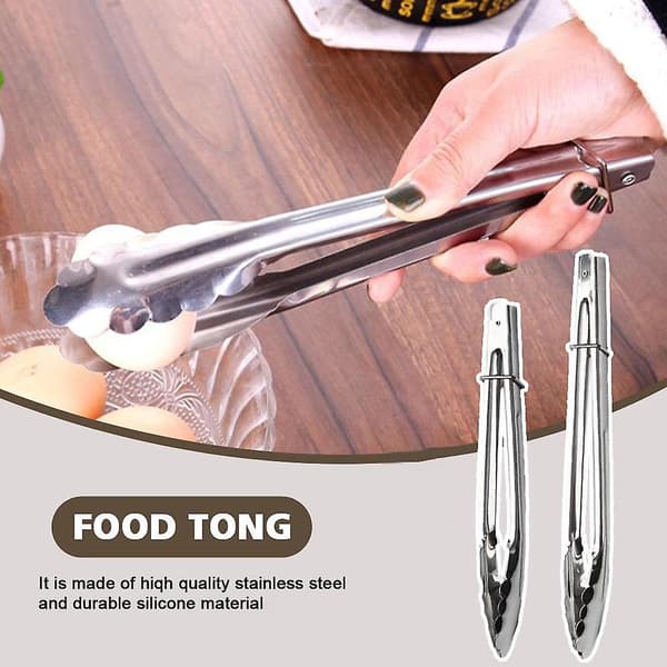 Lang tang i rustfritt stål til kjøkken, brød, matlaging, servering, grill, biffklemme (9 tommer)