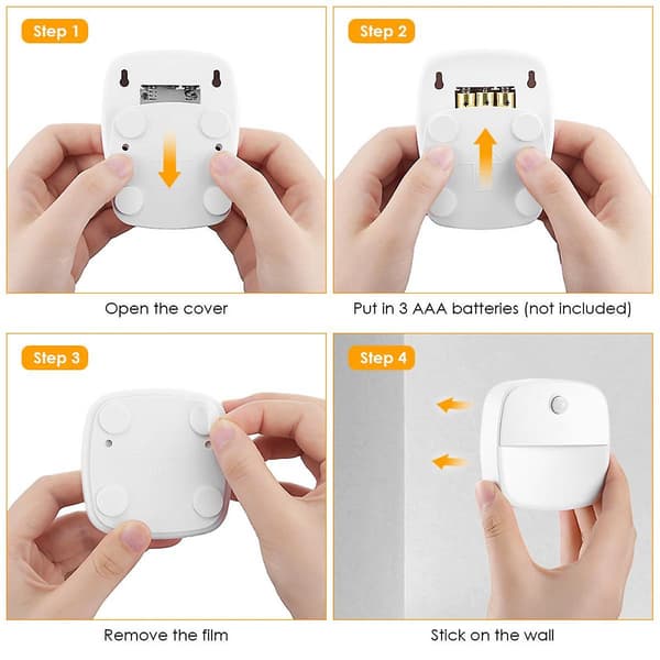 Lumi Stick-on nattlys, varmhvit LED, bevegelsessensor, B