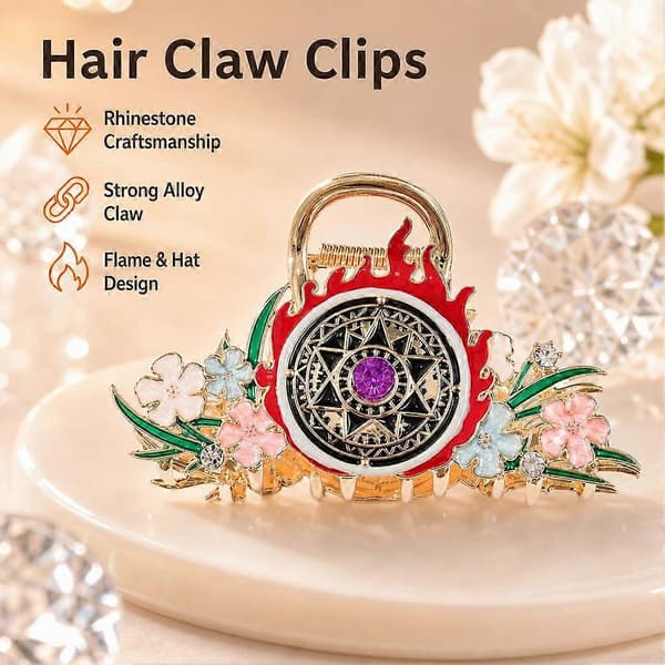 Blomst Hårklype - Sinklegering Rhinestone Metall Fjærklemme for Tykt Hår magic hat