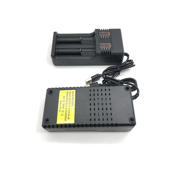 2-fack Smart 18650 Laddare Litiumbatteri Laddare Universell Batteri USB Laddare Smart Laddare för（Svart）