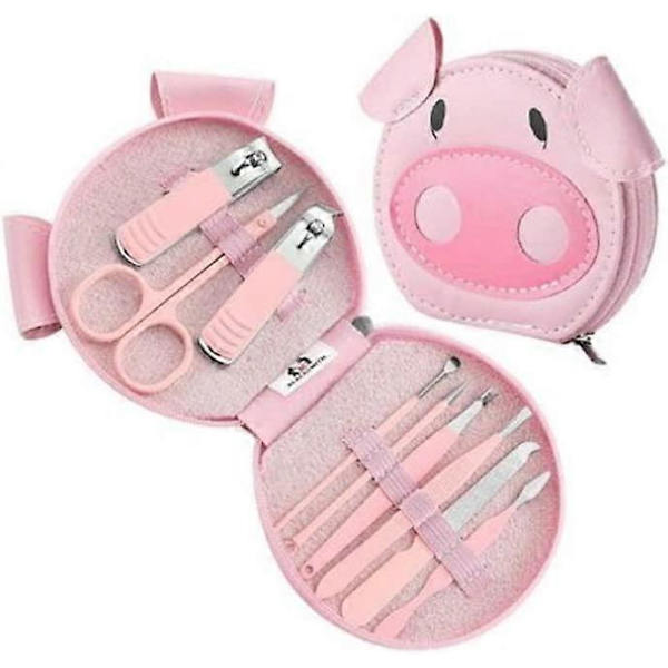 Manikyrset 9-delar Söt och Kreativ Nagelklippare Set, Rostfritt Stål Nagelsvård Verktyg Lämplig för Pojkar, Flickor och Barn, Som En Gåva Bärbar Gi