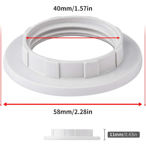 Reducer Ring til Lampeskærm - 5 stk. E27 Konverterringe til Lampholder (hvid)