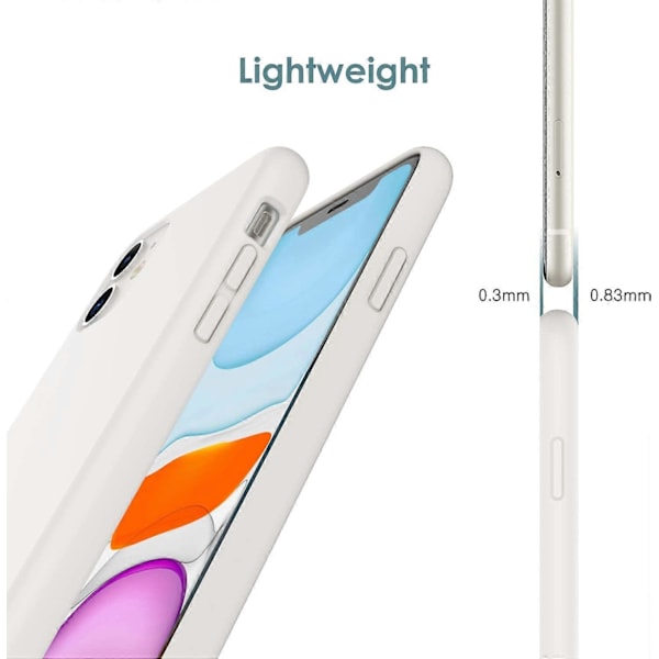 Silikonfodral för iPhone 11 (2019) 6,1 tum, Silkeslen Yta Helkroppsskyddande Fodral, Stötsäkert Omslag med Mikrofiberfoder (Vit)