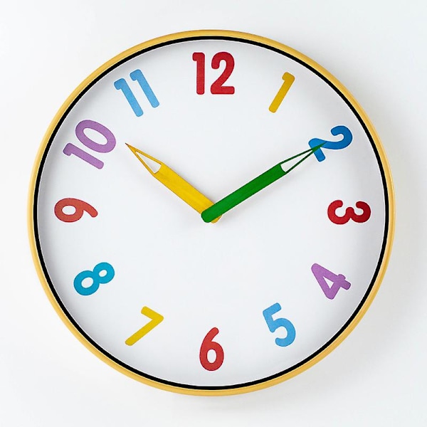 Dww-30cm-Colorful Faux Wood Wall Clock Cartoon Bedroom Simple Clock