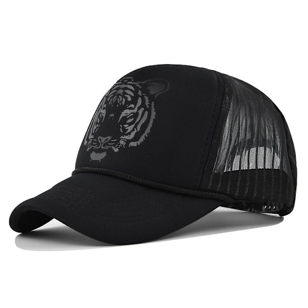 Cartoon Printing Baseball Cap Tiger Head Peaked Cap Mesh Cap Personalized Silk Screen Curved Brim Sun Visor