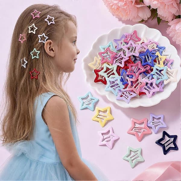 Färgglatt stjärnhårspänne-set - Livlig styling, festtillbehör, storpack, robust järn