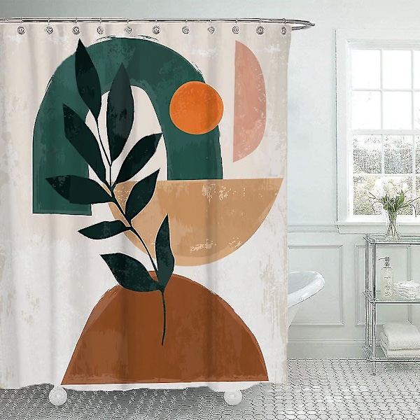 Enkel geometrisk bruseforhæng badeværelse polyester vandtæt brusebad（90x180cm，A1）
