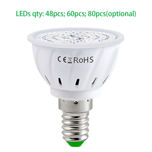 Ac220v Full Spectrum LED-växtlampa E14 med 60 LED-växtlampa för hydroponisk växthus inomhusväxter