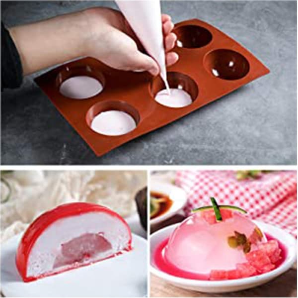 3-delt Dome Silikonformer 6 Hulrom 65mm Stor Dome Kake Baking Form for Sjokoladekake Gele Dome Mousse