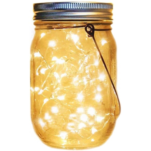 Ripustettavat aurinkokenno Mason-purkin kansivalot, 1 pakkaus 20 LED-nauha Fairy Starry Jar Light, IPX5 vedenpitävä valo terassille, puutarhaan, pihalle, nurmikolle, hääkoristeluun, jouluun