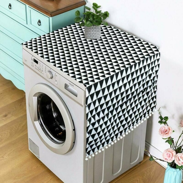 Jääkaapin cover, pesukoneen cover, pesukoneen suoja, pesukoneen cover säilytyspusseilla 130x55cm (musta kolmio)