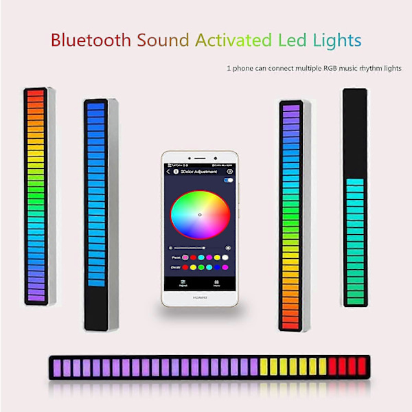 RGB Ljudstyrd Pickup-Rytmlampa Röstaktiverad Färgrik LED-Stämningsremsa med 32-Bit Musiknivåindikator