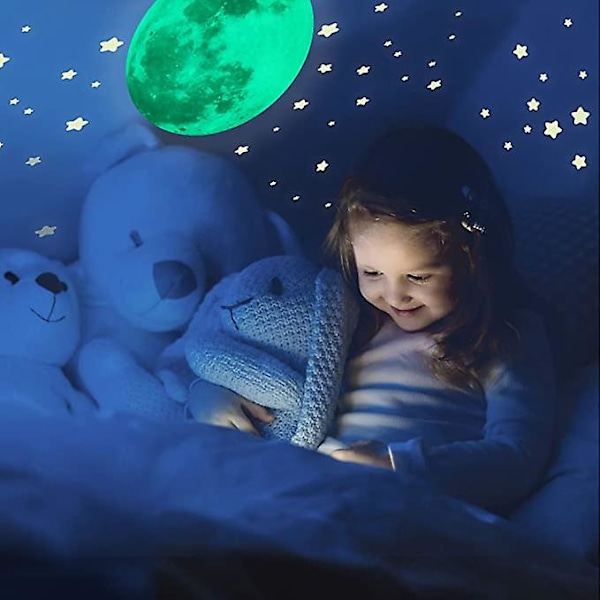 Dww-Glow in the Dark 30cm - Glow in the Dark Ceiling Perfekt for tak, Glow in the Dark Space Stickers, Moon Stickers eller Moon Stickers