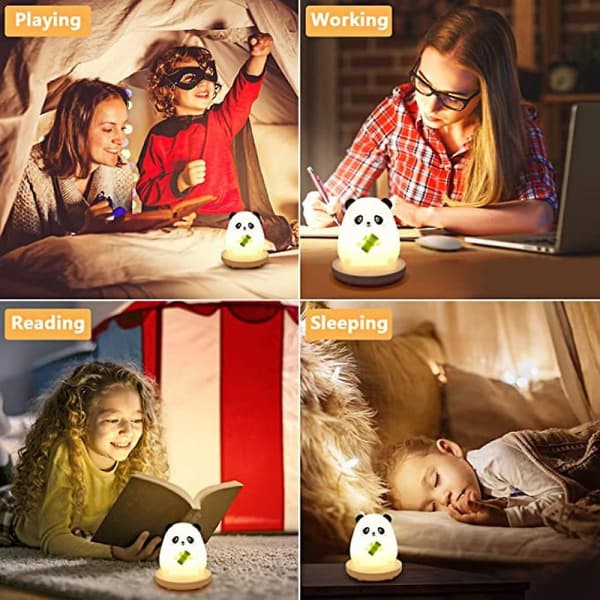 Sød natlampe til børn, sød panda natlampe blød silikone