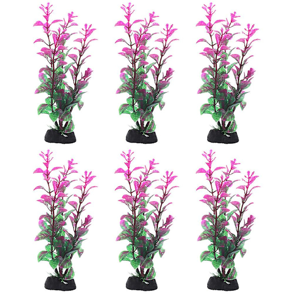 6 stk. Akvarie Kunstig Vandplante Akvarie Landskab Vandplante Akvarie Dekoration（18.00X4.00X2.60CM，Som Vist）