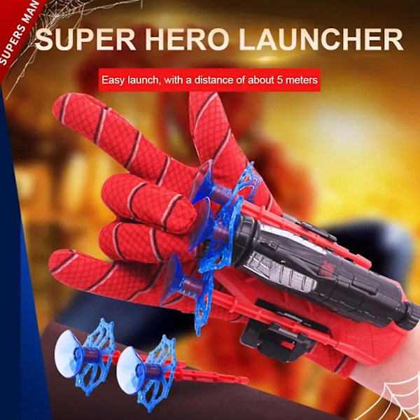 Spiderman Spider Web Launcher, Superhelt, Spyttende Silkehandsker, Børnelegetøj（Som vist）