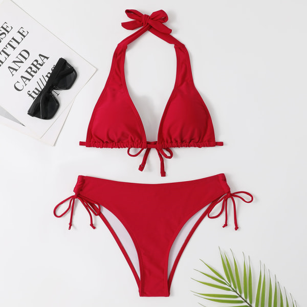 Baddräkt Strappy Bikini - Beach Badkläder röd XL