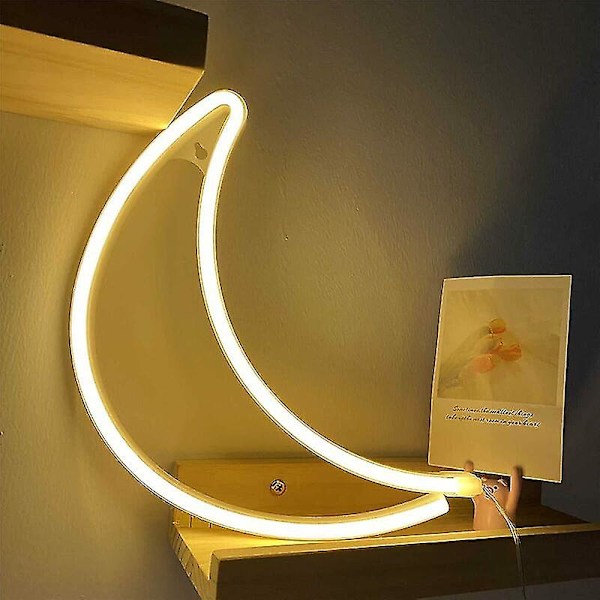 Måneformad LED-neonljus varmvit vägglampa USB-driven neon