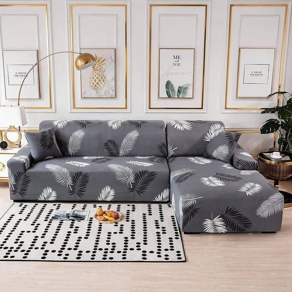 Sofaovertræk, strækbart sofaovertræk jacquard sofasikring (fjer, 1-personers sofaovertræk: 90-140 cm)（B）