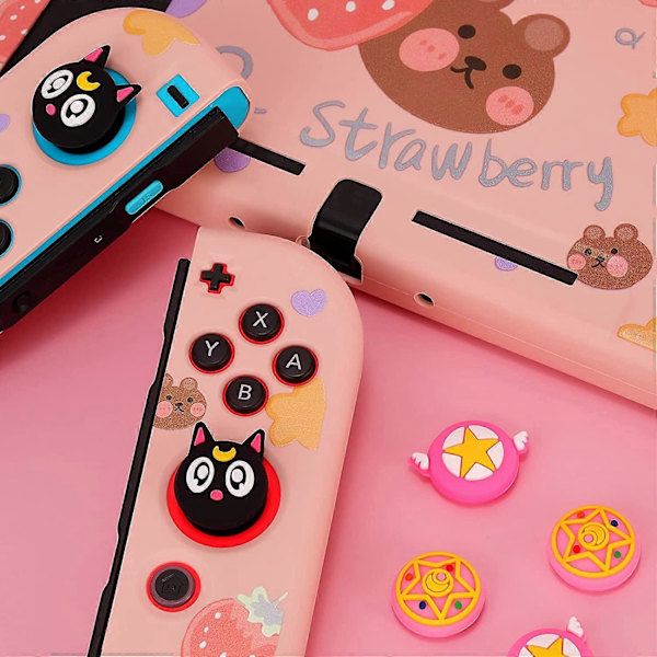 Söta tumgrepp för Nintendo Switch/Lite, Magic Moon Joy-Stick-knappskydd 3D Analog Ergonomisk mössa för NS-kontroll Joy-Cons (Luna