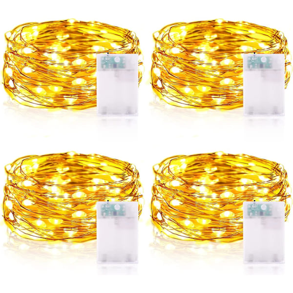 4 stk 3m 30 LED kobbertråd fe lys med timer vanntett