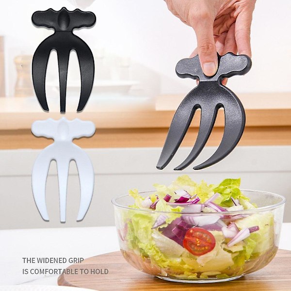 Salat Hånd Servering Tænger Plast 2PCS（Sort）